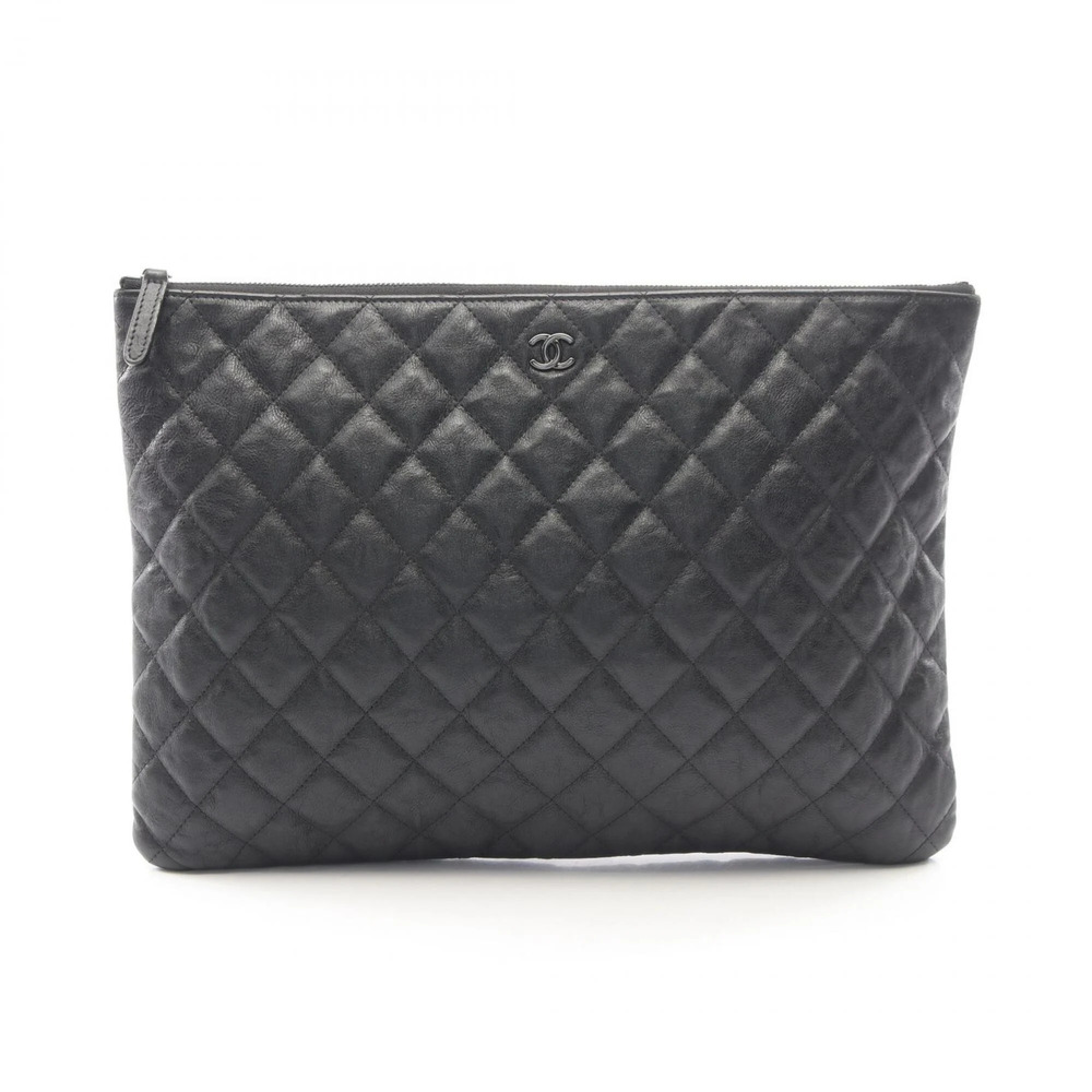 CHANEL Black Leather Clutch Bag